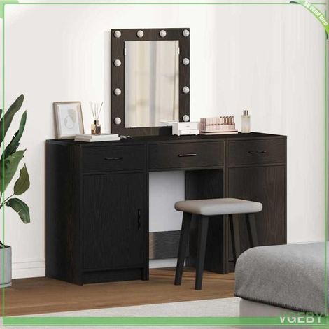 Table de toilette - 3334255 - Noir mat - Bois d'ingénierie - Éclairage LED (1/5)