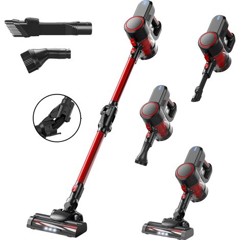 Aspirateur sans fil, lumières LED, filtre HEPA lavable, Rouge, 220V-240V Prise EU Type C (1/2)