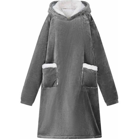 vidaXL Sweat à capuche couverture Gris foncé L Polaire et flanelle (1/4)