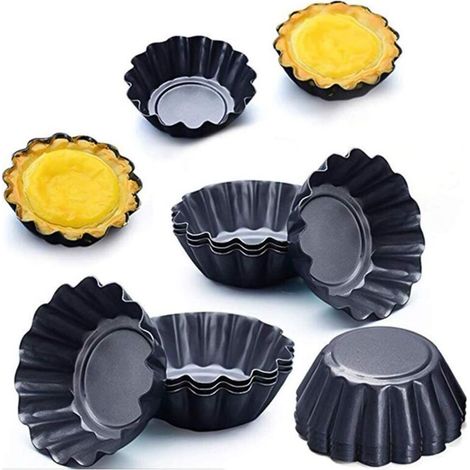 Moule à tartelettes rondes 12 empreintes – Acier galvanisé avec revêtement antiadhésif noir, diamètre 8 cm