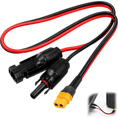 Câble adaptateur panneau solaire à XT60 60cm,Câble énergie Solaire en 12AWG pour Générateur Solaire Portable et Station D’énergie,pour Panneaux Solaires Pliables et Systèmes de Batteries 3mm² (1/5)