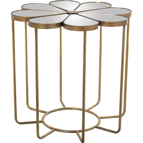 Table d'appoint en Forme de Fleur en métal et Miroir Doré 63 x 61 cm, Or, 63x61cm (1/5)