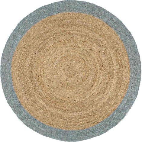 Teppich Handgefertigt Jute mit Olivgrünem Rand 210 cm vidaXL