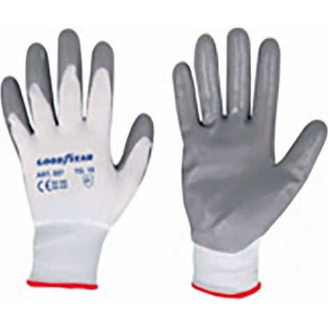 Goodyear guanti in nylon e nitrile taglia 10 colore bianco/grigio, guanti da lavoro (1/3)