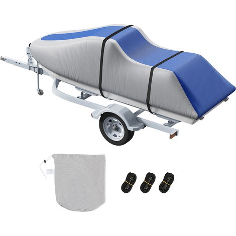 Mophorn Jetski-Abdeckung – Trailerfähig und wasserdicht. Aus strapazierfähigem 600D PU Oxford-Gewebe in Marinequalität.UV-beständig mit Schnallenriemen. Abdeckung für Wasserfahrzeuge in Grau und Blau.