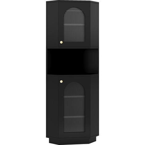 ancien sku:WF314590AAB, meuble de salle de bain avec bande lumineuse, meuble de salle de bain, meuble d'angle avec deux compartiments de rangement, compartiment ouvert avec étagères réglables, 45x 45 
