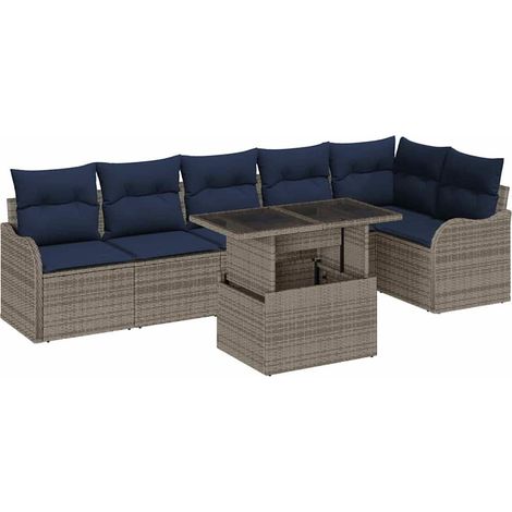 Garden Sofa Set 7 pcs Grey Poly Rattan vidaXL (1/5)