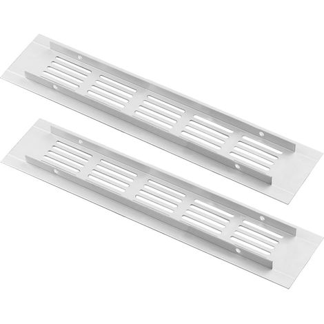 Lot de 2 Grille d'aération, Aluminium, Blanc, 50x225mm, Pour armoire cuisine