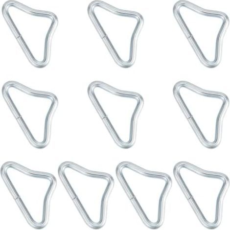 10 Triangular Loops for Trampoline, Silver Metal, High Strength Iron, Quick Connection, V-Shaped Rings, Bag, Mat, Spare Parts, Accessories -