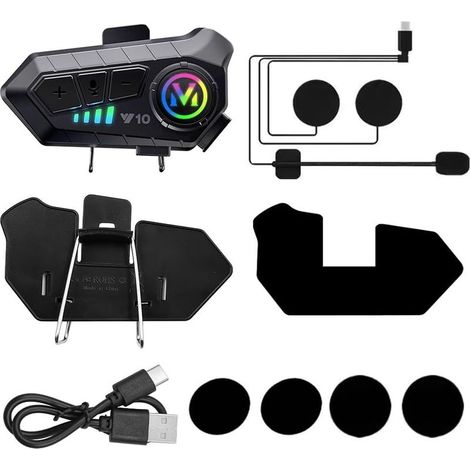 Casque intercom pour moto Casque Bluetooth Assistant vocal Prise en charge double Réduction du bruit Appels haute définition Écoute de musique et navigation simultanées (1/5)