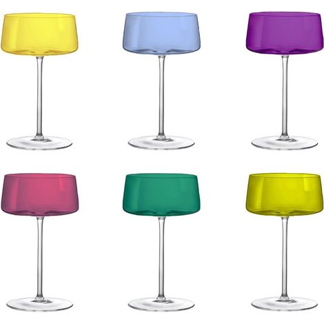 Lot de 6 Flûtes à Champagne en Verre Multicolore 230 ml pour Fêtes et Célébrations - PANGIVO (1/5)