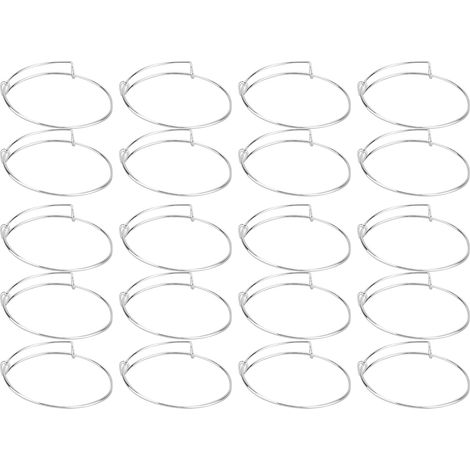 20PCS Stainless Steel AntiRust Expandable Bangle Adjustable DIY Handmade Silver Bracelet (1/5)