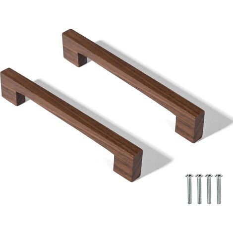 Lot de 2 Poignées en Bois Massif pour Armoire Porte Tiroir Commode Tiroir Couleur Bois Original Style Simple et Moderne (160MM) (1/5)