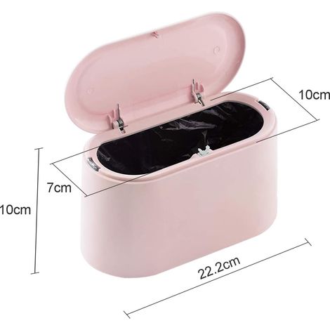 Cestino da scrivania con coperchio - contenitore per la raccolta differenziata - porta pennelli per il trucco - Geschikt voor for office, Bathroom, home, & pet food storage (pink) (1/4)
