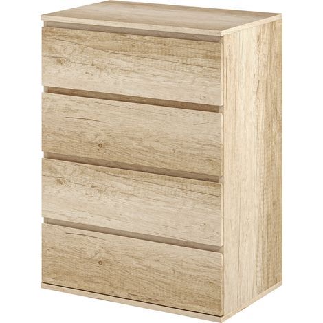 Commode 4 tiroirs meuble de rangement sans poignées design minimaliste 60 x 40 x 80 cm naturel (1/5)