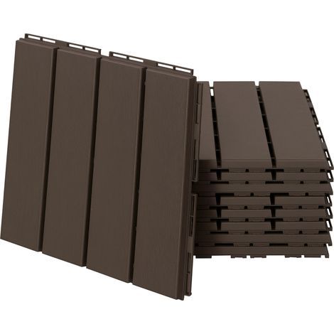 Dalles de terrasse 30 x 30 cm, 9 pièces, 0,81 m², dalles clipsables, dalles de balcon avec système de clic, fonction drainage, carrelage de sol pour terrasse/balcon, marron (1/5)