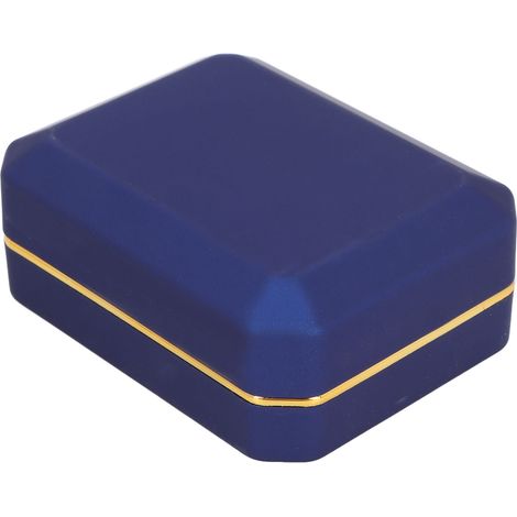 Boîte à bijoux avec éclairage intérieur et velours pour bagues et pendentifs - Idéal cadeau pour fiançailles et mariage - Bleu