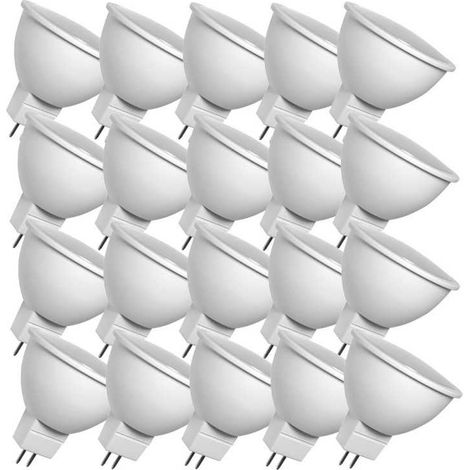 20 Ampoules LED 6 Watts MR16 / GU5.3 6000K blanc froid 590 lumens (1/2)