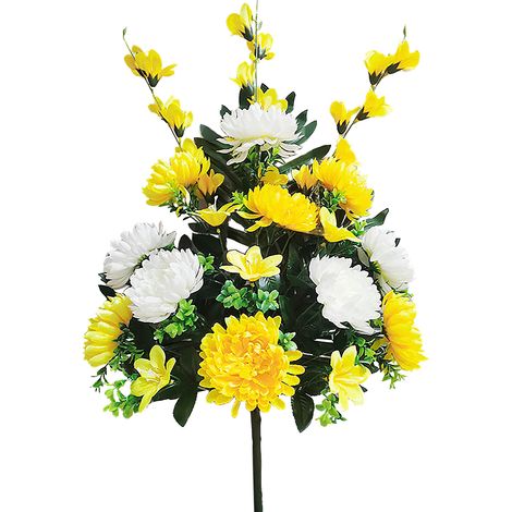 Arrangements Floraux Commémoratifs, Fausses Fleurs en Soie Brillantes pour Décorer des Cercueils de Tombes ou des Monuments Commémoratifs (211125XU04-3) (1/5)