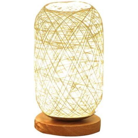 BUNTHAUS Lampe De Chevet En Corde De Rotin Et Bois-Ensoleillé