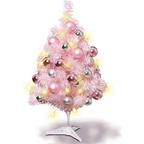 Weihnachtsbaum für Mädchen, 61 cm Mini-Tischbaum aus künstlichem Material, DIY-Weihnachtsbaum mit LED-Lichterkette und Hängedekoration, Batt (1/3)