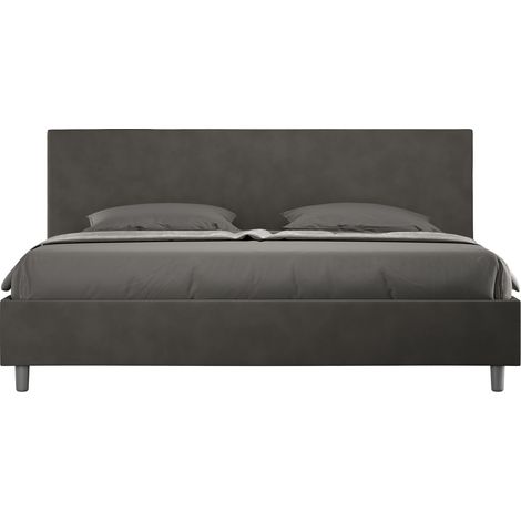Letto contenitore imbottito 180x190 microfibra grigio Adele (1/4)