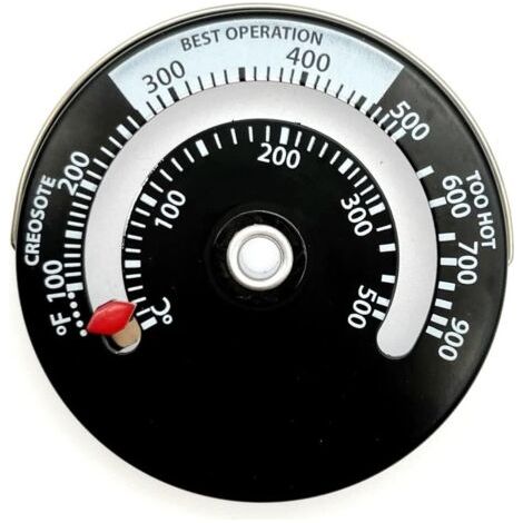 QORVA-Jauge de Température Magnétique pour Poêle à Bois et Multi-Combustibles - Thermomètre de Conduit et Cheminée en Métal