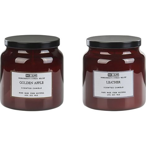 Conjunto de 2 velas aromáticas 100% cera de soja mecha de algodón vidrio fragancia fresca manzana golden/cuero Absolute Alchemy (1/5)