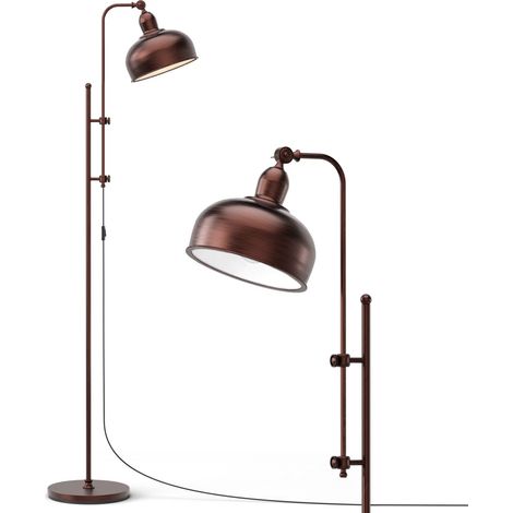 Lampada da terra con altezza regolabile e paralume orientabile a 180° con finitura bronzo e struttura in metallo per soggiorno e camera da letto (1/5)