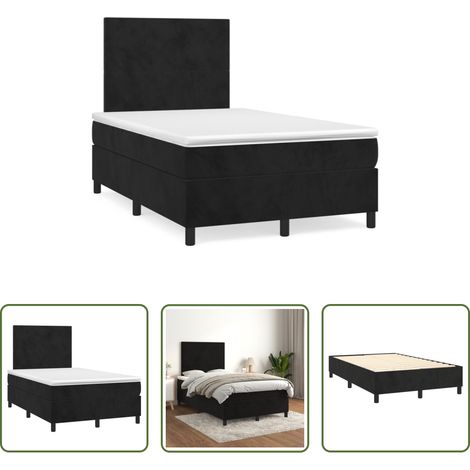 Samtbett - Boxspringbett mit Matratze Schwarz 120x190 cm Samt (1/5)