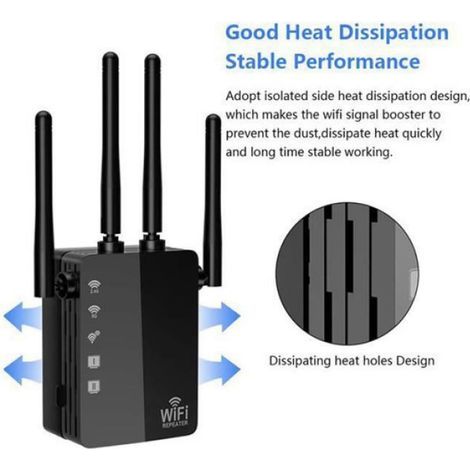 WLAN-Repeater mit großer Reichweite, AC1200 Dualband-WLAN-Verstärker (2,4 GHz und 5 GHz) mit 4 externen Antennen, Mini-WLAN-Extender (1/5)