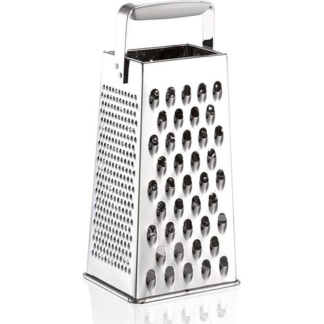 1 Râpe 4 faces, Acier inoxydable, Poignée ergonomique, Mandoline cuisine, Pour légumes fruits fromage (1/5)