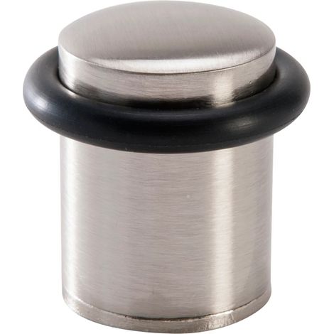 Tope puerta cilíndrico acero inoxidable niquelado 20mm goma fijación suelo (1/3)