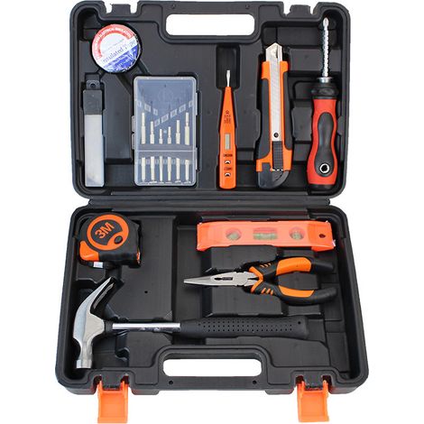 Coffret à Outils, Kit d'Outils Manuel avec Boîte de Rangement en Métal, Ensemble de Bricolage pour Réparation Domestique, 5 pièces