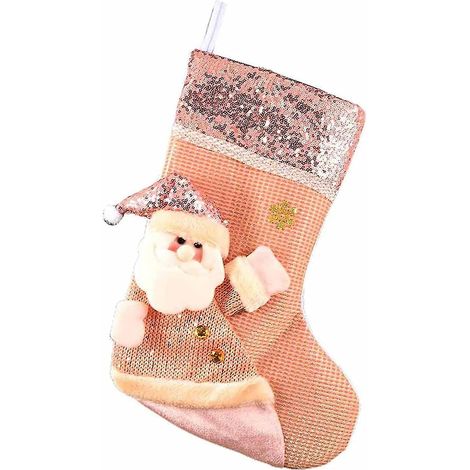 Sacs cadeaux de Noël, décorations de Noël style vintage, bonhomme de neige, renne, Père Noël à suspendre à la cheminée (1/5)