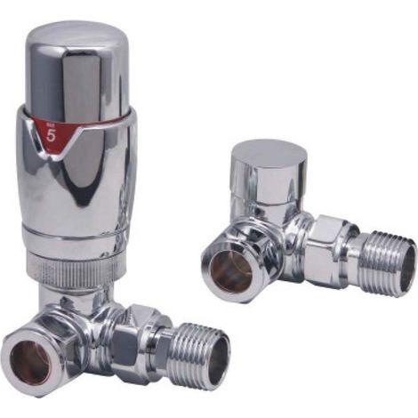 Orbit Designer Thermostatic Corner Radiator Valves Pair - Chrome