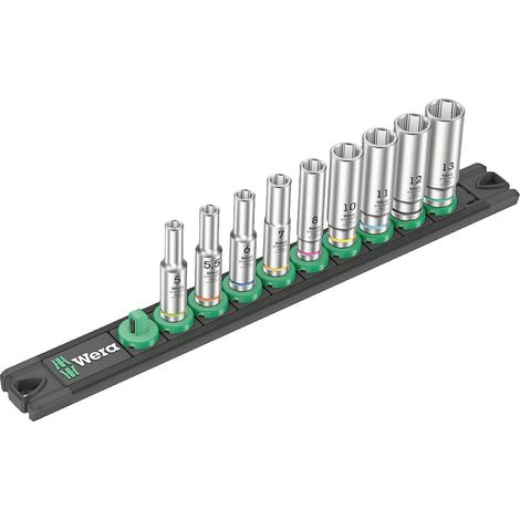 Wera Nuss-Magnetleiste A Deep 1 Steckschlüsseleinsatz-Satz Lang, 1/4"-Antrieb, 9-tlg.