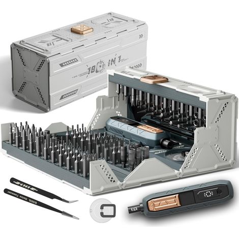 Set de Tournevis de Précision Manuel 180 en 1 Professionnel : Kit de Tournevis Magnétique avec Embouts de Perceuse Domestiques, Outil de Réparation pour iPhone, Ordinateur, Ordinateur Portable, Tablet (1/5)