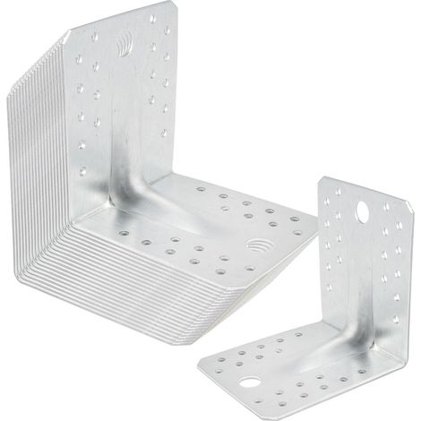 SOTECH 20er Set Bauwinkel Winkelverbinder 90° Materialstärke 2,5 mm Schwerlastwinkel aus feuerverzinkter Stahl Eckwinkel Stahlwinkel mit Sicke (Verstärkung) 105 × 105 × 90 mm (1/5)