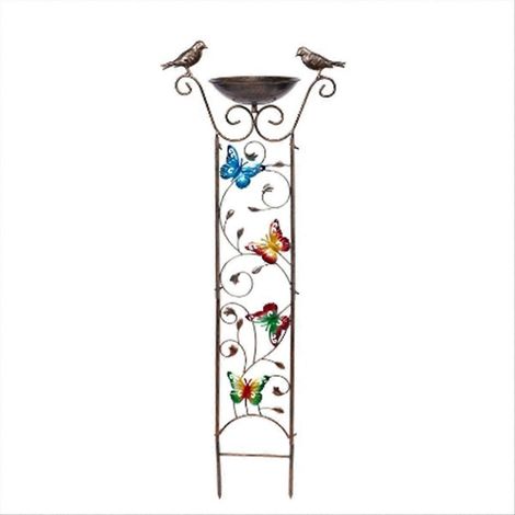 Treillis décoratif pour jardin avec bain d'oiseaux et papillons (1/5)