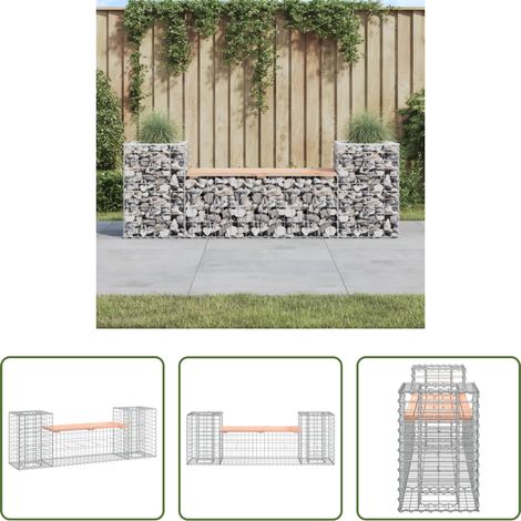 Douglasie - Gartenbank aus Gabionen 183x41x60,5 cm Massivholz Douglasie (1/5)