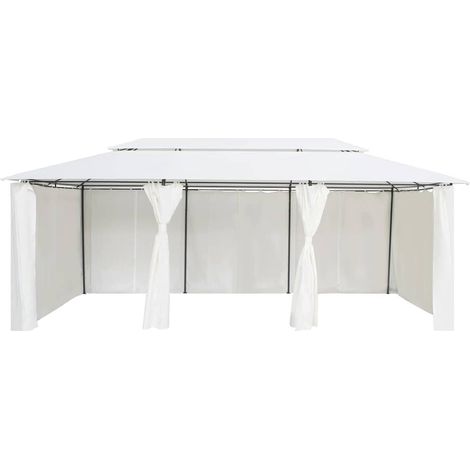 Maison Exclusive - Gazebo con Tende 600x298x270 cm Bianco 180g/m² (1/5)
