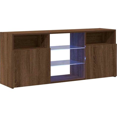 vidaXL Mobile Porta TV con Luci LED Rovere Marrone 120x30x50 cm