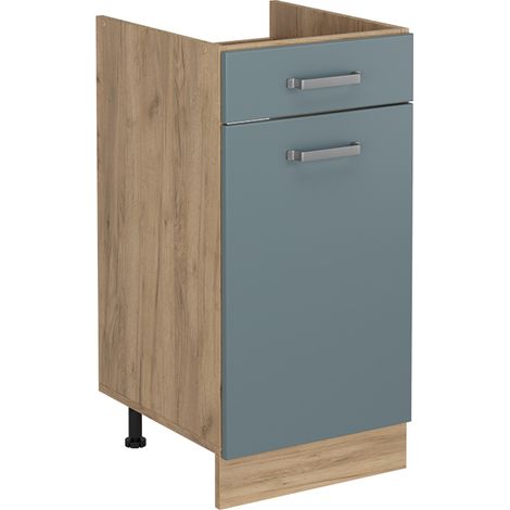 Mobiletto base cucina R-Line, Grigio-blu/Rovere dorato, 40 cm senza piano di lavoro, Vicco (1/5)