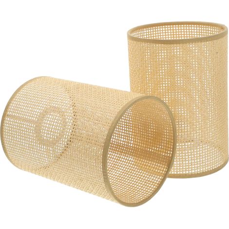 Set of 2 Rattan Lampshades for Table Lampshade Woven E27/E14 Indoor Rustic Lamp Cover for Living Room Bedroom Decoration Chinese Style 8.07 x 5.51 Inches (1/5)