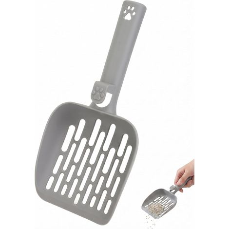 1 x Grey Cat Litter Scoop - Large Ergonomic Litter Tray Scoop, Sturdy Scoop with Sieving Openings and Hanging Hook for Easy Cleaning of Litter. (1/5)