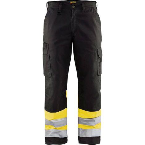 Pantaloni da lavoro ad alta visibilità 1564 - Nero/Giallo fluorescente 2XL - FR(52) - SE(C58) - Norme (1/5)