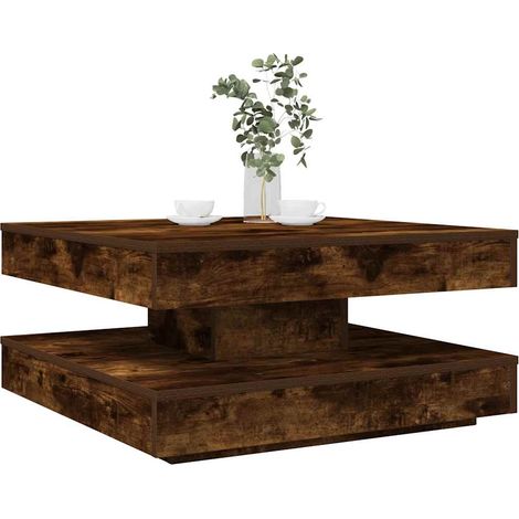 Couchtisch 360-Grad Drehbar Räuchereiche 70x70x34,5 cm