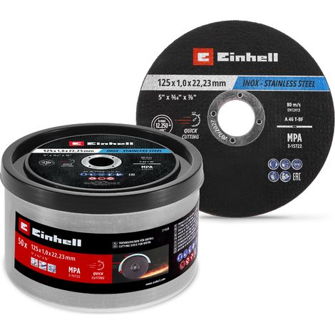 Einhell 711528 Trennscheiben-Set 125 mm 50 St. Metall, Edelstahl, Stahl, Blech