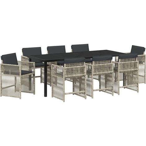 Maison Exclusive - Set da Pranzo per Giardino 9 pcs Grigio chiaro